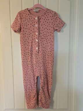 kate quinn Pink Ribbed Short-Sleeve Polka Dot Union